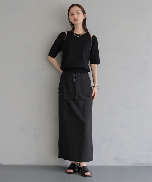 &g'aime(アンジェム)の「【&g'aime】レイヤードバイカラーニット LAYERED BICOLOR KNIT(ニット/セーター・レディース・ブラック/アイボリー/ブラウン・FREE)」の12枚目の写真