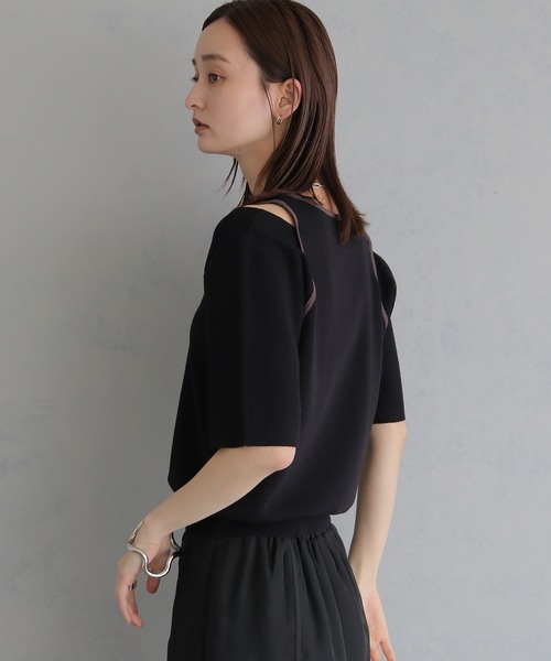 &g'aime(アンジェム)の「【&g'aime】レイヤードバイカラーニット LAYERED BICOLOR KNIT(ニット/セーター・レディース・ブラック/アイボリー/ブラウン・FREE)」の9枚目の写真