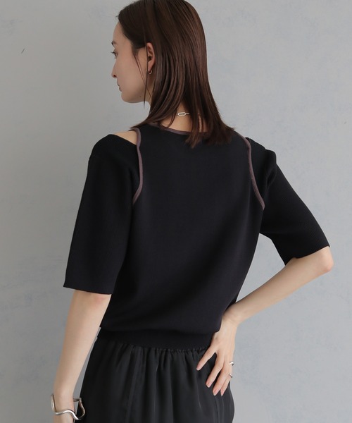 &g'aime(アンジェム)の「【&g'aime】レイヤードバイカラーニット LAYERED BICOLOR KNIT(ニット/セーター・レディース・ブラック/アイボリー/ブラウン・FREE)」の10枚目の写真