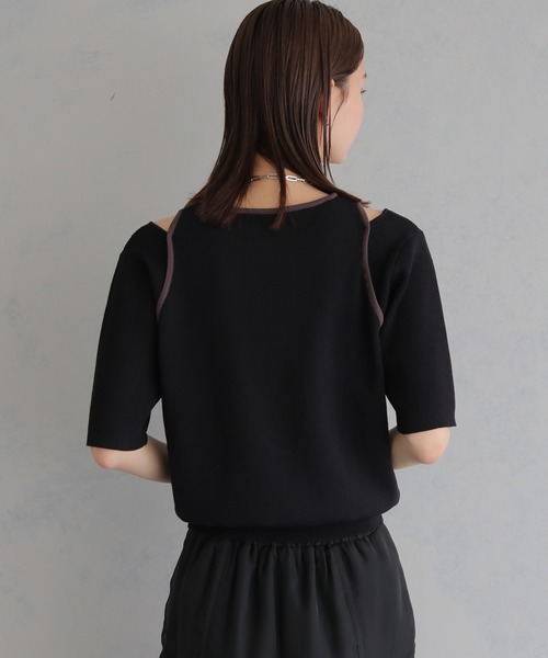 &g'aime(アンジェム)の「【&g'aime】レイヤードバイカラーニット LAYERED BICOLOR KNIT(ニット/セーター・レディース・ブラック/アイボリー/ブラウン・FREE)」の11枚目の写真
