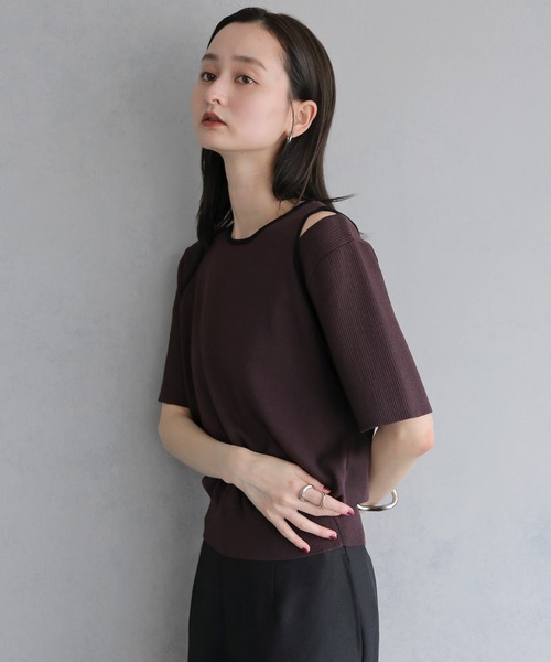 &g'aime(アンジェム)の「【&g'aime】レイヤードバイカラーニット LAYERED BICOLOR KNIT(ニット/セーター・レディース・ブラック/アイボリー/ブラウン・FREE)」の19枚目の写真