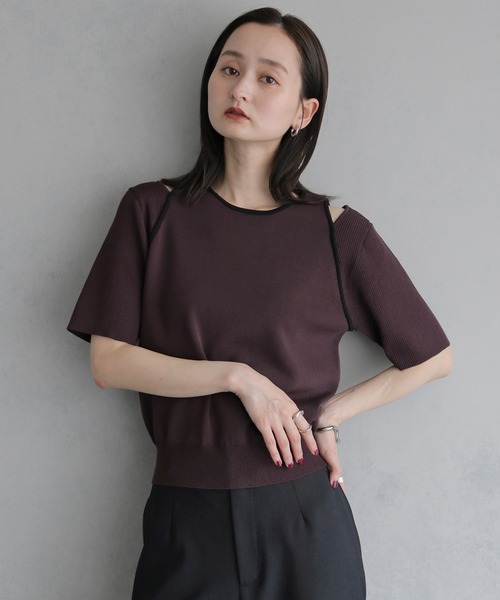 &g'aime(アンジェム)の「【&g'aime】レイヤードバイカラーニット LAYERED BICOLOR KNIT(ニット/セーター・レディース・ブラック/アイボリー/ブラウン・FREE)」の15枚目の写真