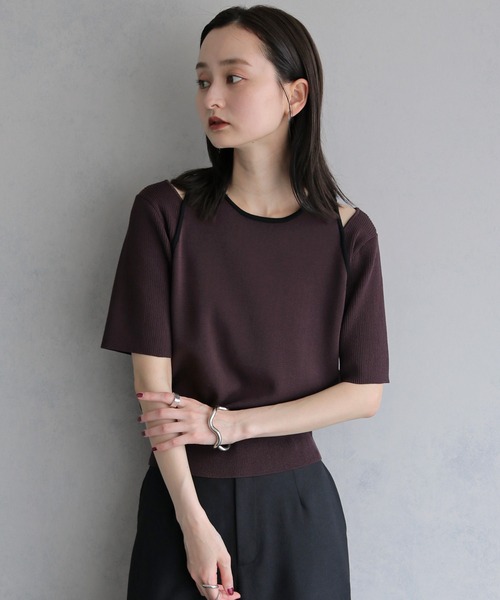 &g'aime(アンジェム)の「【&g'aime】レイヤードバイカラーニット LAYERED BICOLOR KNIT(ニット/セーター・レディース・ブラック/アイボリー/ブラウン・FREE)」の16枚目の写真