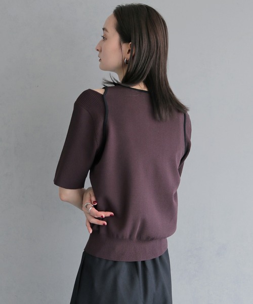 &g'aime(アンジェム)の「【&g'aime】レイヤードバイカラーニット LAYERED BICOLOR KNIT(ニット/セーター・レディース・ブラック/アイボリー/ブラウン・FREE)」の21枚目の写真
