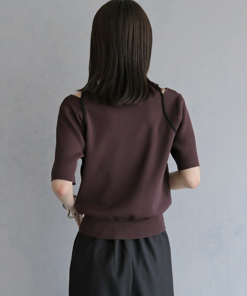 &g'aime(アンジェム)の「【&g'aime】レイヤードバイカラーニット LAYERED BICOLOR KNIT(ニット/セーター・レディース・ブラック/アイボリー/ブラウン・FREE)」の22枚目の写真