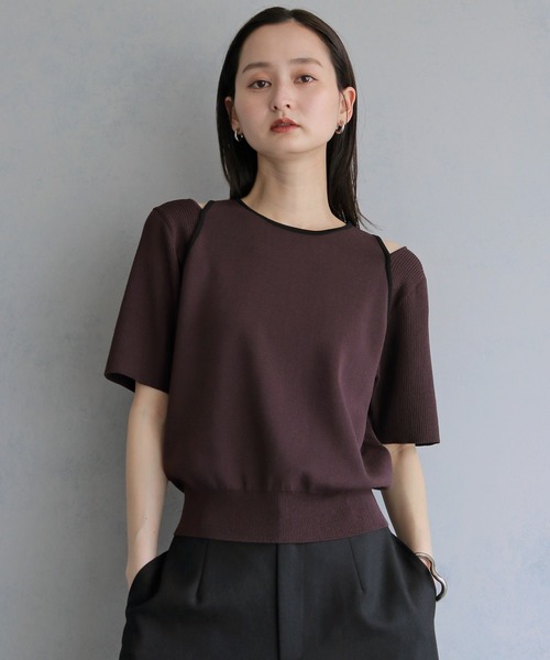 &g'aime(アンジェム)の「【&g'aime】レイヤードバイカラーニット LAYERED BICOLOR KNIT(ニット/セーター・レディース・ブラック/アイボリー/ブラウン・FREE)」の17枚目の写真