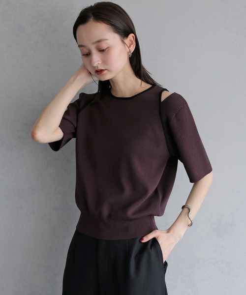 &g'aime(アンジェム)の「【&g'aime】レイヤードバイカラーニット LAYERED BICOLOR KNIT(ニット/セーター・レディース・ブラック/アイボリー/ブラウン・FREE)」の18枚目の写真