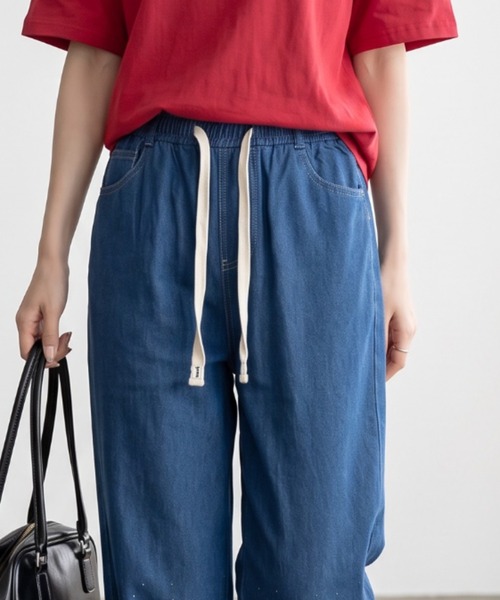 umune(ウムネ)の「ラインストーン付イージーデニムパンツ 秋 冬(その他パンツ・レディース・ライトインディゴブルー/インディゴブルー/ブラック・L/M)」の22枚目の写真