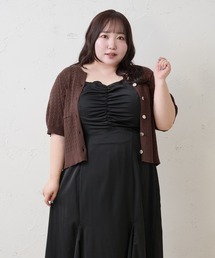Louiosy（ルオシー）の「【Louiosy】【大きいサイズ】シルバーボタンキーネックカーディガン（カーディガン/ボレロ）」