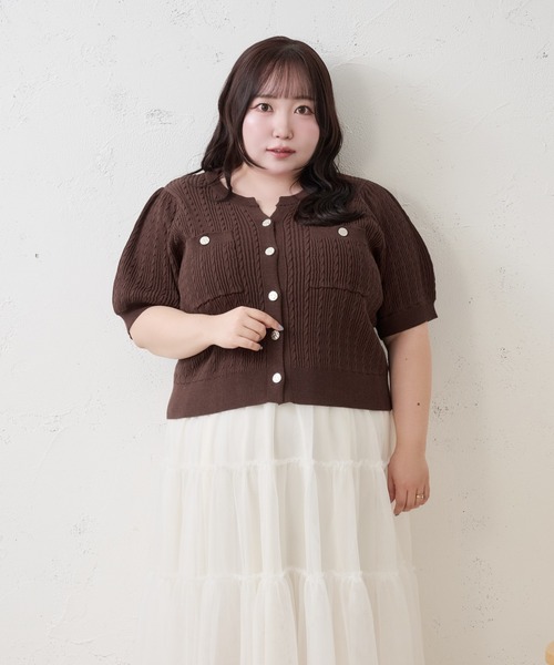 Louiosy(ルオシー)の「【Louiosy】【大きいサイズ】シルバーボタンキーネックカーディガン(カーディガン/ボレロ・レディース・ミント/ダークブラウン・4L/X-LARGE/3L)」の12枚目の写真
