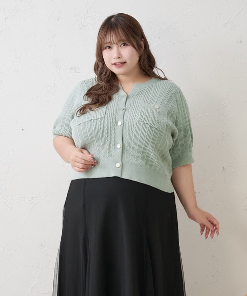 Louiosy(ルオシー)の「【Louiosy】【大きいサイズ】シルバーボタンキーネックカーディガン(カーディガン/ボレロ・レディース・ミント/ダークブラウン・4L/X-LARGE/3L)」の22枚目の写真