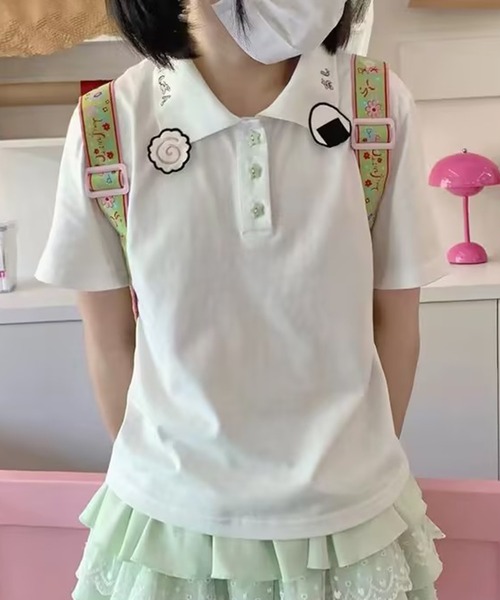AsheKsha(アシクシャ)の「キュートなショート丈ポロシャツ(Tシャツ/カットソー・レディース・ホワイト・M)」の4枚目の写真