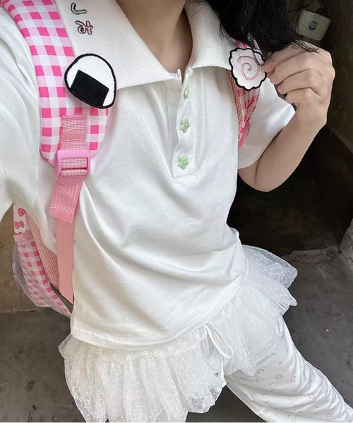 AsheKsha(アシクシャ)の「キュートなショート丈ポロシャツ(Tシャツ/カットソー・レディース・ホワイト・M)」の6枚目の写真