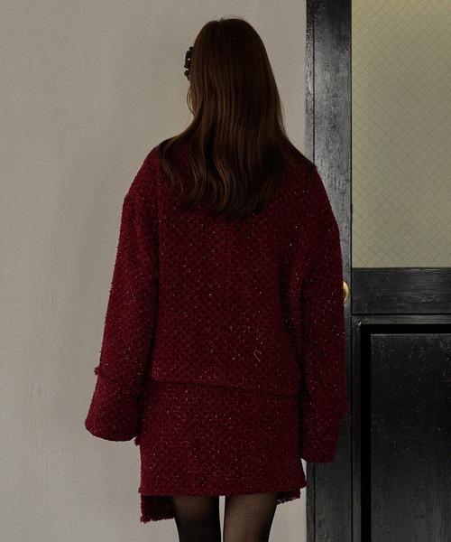mideal(マイディール)の「ribbon design tweed jacket / リボンデザインツイードジャケット(テーラードジャケット・レディース・ブラウン/ボルドー・FREE)」の19枚目の写真