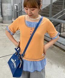 【HELLO.SANFRANCISCO】チェックレイヤードフリルTEE