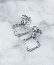 YU-KA:2連スクエアモチーフ シルバーイヤリング Double Square Motif Silver Earrings