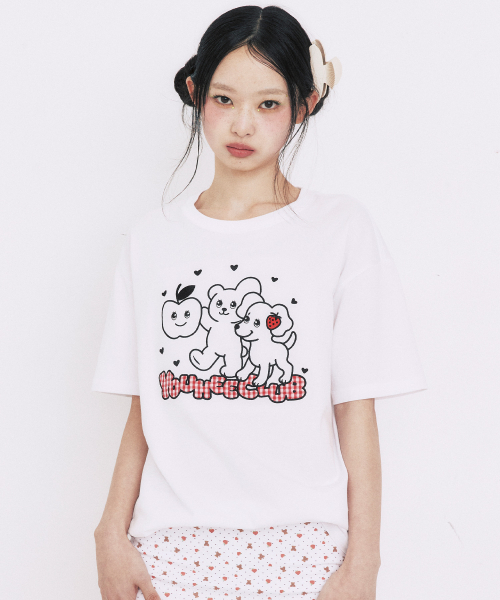 YOUHEE(ユヒ)の「YOUHEE CLUB GRAPHIC T-SHIRTS_WHITE(Tシャツ/カットソー・レディース・その他・FREE)」の1枚目の写真