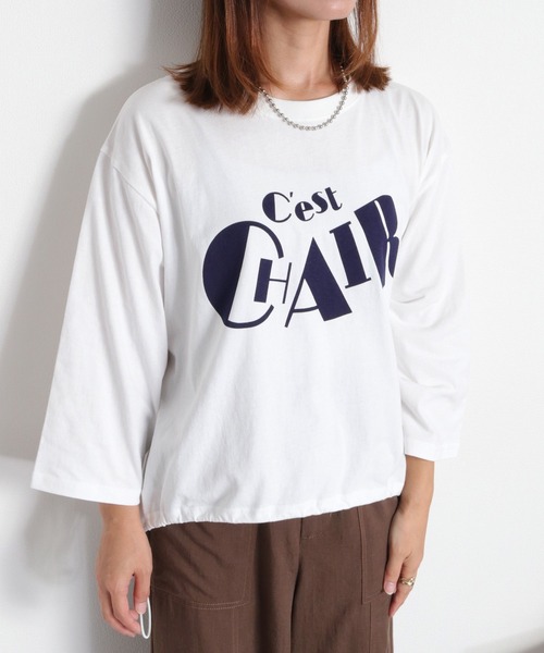 cepo(セポ)の「裾ドロスト 7分袖Tee(Tシャツ/カットソー・レディース・オフホワイト/レッド/カーキ/ブラック・M)」の2枚目の写真