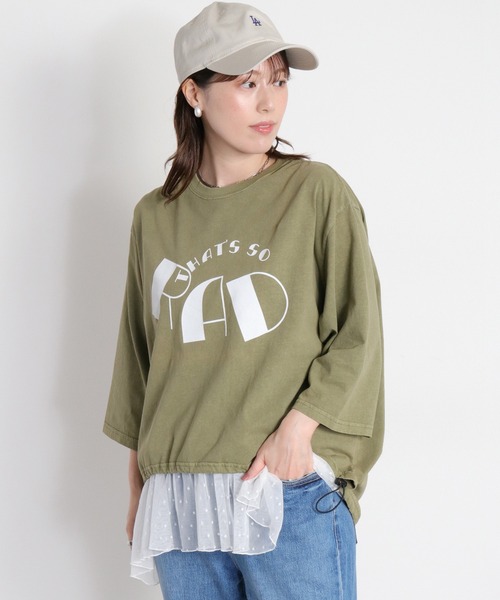cepo(セポ)の「裾ドロスト 7分袖Tee(Tシャツ/カットソー・レディース・オフホワイト/レッド/カーキ/ブラック・M)」の4枚目の写真