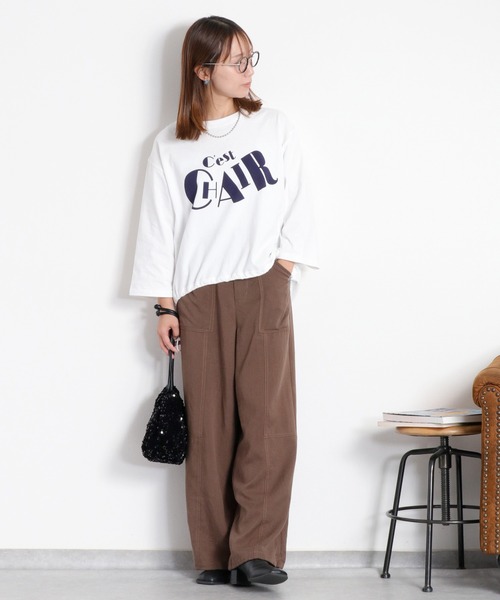 cepo(セポ)の「裾ドロスト 7分袖Tee(Tシャツ/カットソー・レディース・オフホワイト/レッド/カーキ/ブラック・M)」の5枚目の写真