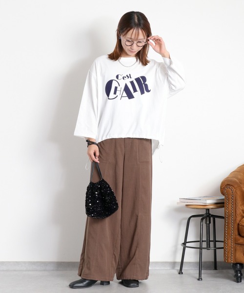 cepo(セポ)の「裾ドロスト 7分袖Tee(Tシャツ/カットソー・レディース・オフホワイト/レッド/カーキ/ブラック・M)」の9枚目の写真