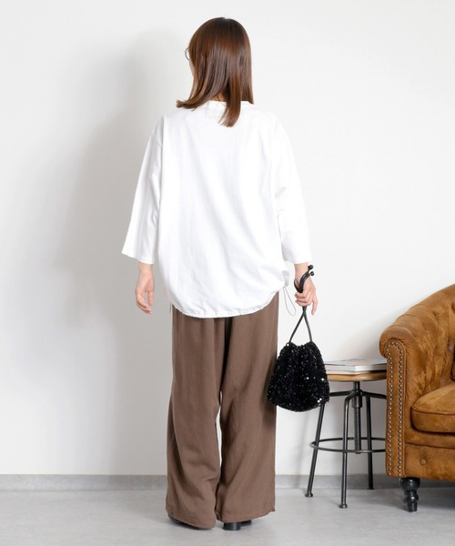 cepo(セポ)の「裾ドロスト 7分袖Tee(Tシャツ/カットソー・レディース・オフホワイト/レッド/カーキ/ブラック・M)」の7枚目の写真