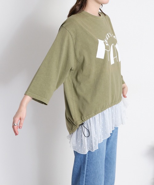 cepo(セポ)の「裾ドロスト 7分袖Tee(Tシャツ/カットソー・レディース・オフホワイト/レッド/カーキ/ブラック・M)」の16枚目の写真