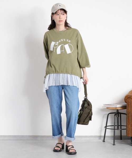 cepo(セポ)の「裾ドロスト 7分袖Tee(Tシャツ/カットソー・レディース・オフホワイト/レッド/カーキ/ブラック・M)」の18枚目の写真