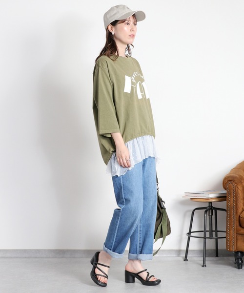 cepo(セポ)の「裾ドロスト 7分袖Tee(Tシャツ/カットソー・レディース・オフホワイト/レッド/カーキ/ブラック・M)」の21枚目の写真