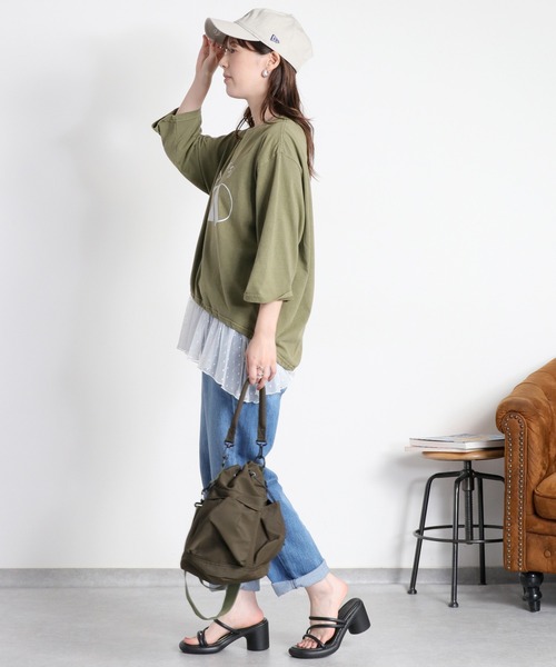 cepo(セポ)の「裾ドロスト 7分袖Tee(Tシャツ/カットソー・レディース・オフホワイト/レッド/カーキ/ブラック・M)」の19枚目の写真