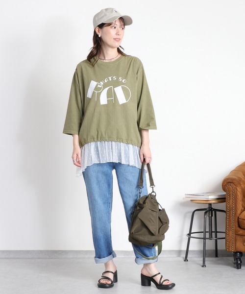 cepo(セポ)の「裾ドロスト 7分袖Tee(Tシャツ/カットソー・レディース・オフホワイト/レッド/カーキ/ブラック・M)」の22枚目の写真