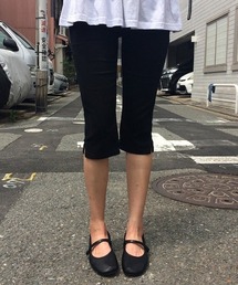 エアリーシルク 裾スリットバックフラップポケットコットン混カプリパンツ