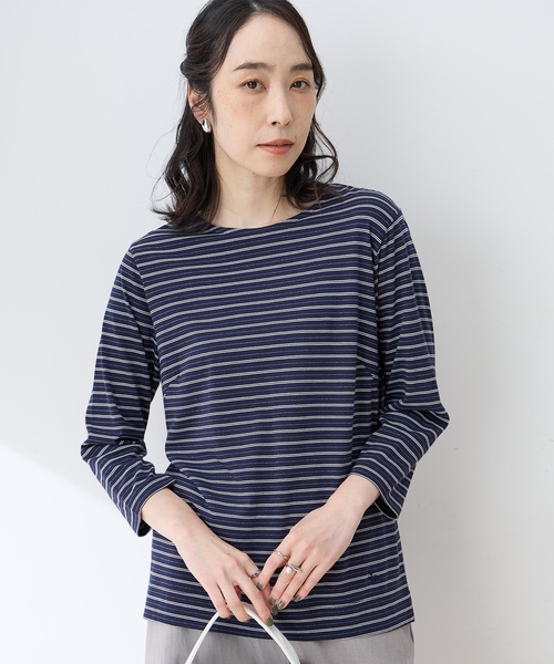 DECOY SINCE 1981(デコイシンスイチキュウハチイチ)の「ラメボーダー7分袖Tシャツ(Tシャツ/カットソー・レディース・ネイビー/レッド・M/L)」の6枚目の写真
