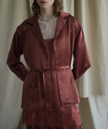 シルキーサテンオーバーシルエットシャツジャケット / Silky Satin Oversized Shirt Jacket