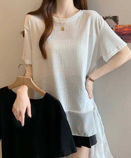 Girly Doll(ガーリードール)の「フリルシフォン切り替えTシャツ(Tシャツ/カットソー・レディース・ブラック/ホワイト・L/M)」の10枚目の写真
