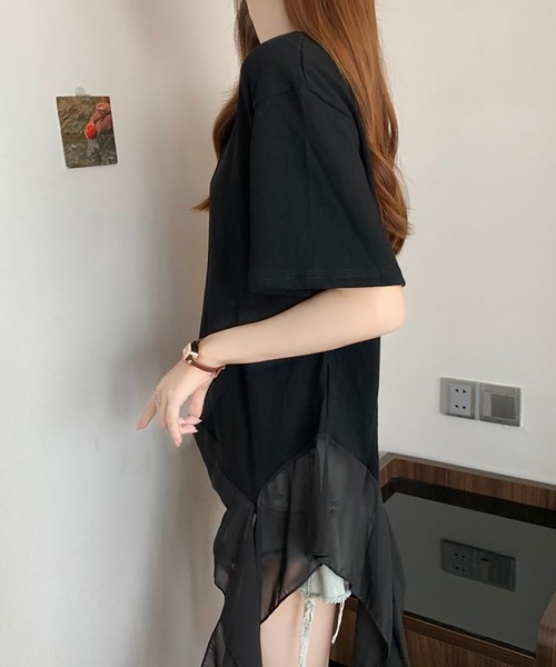 Girly Doll(ガーリードール)の「フリルシフォン切り替えTシャツ(Tシャツ/カットソー・レディース・ブラック/ホワイト・L/M)」の20枚目の写真
