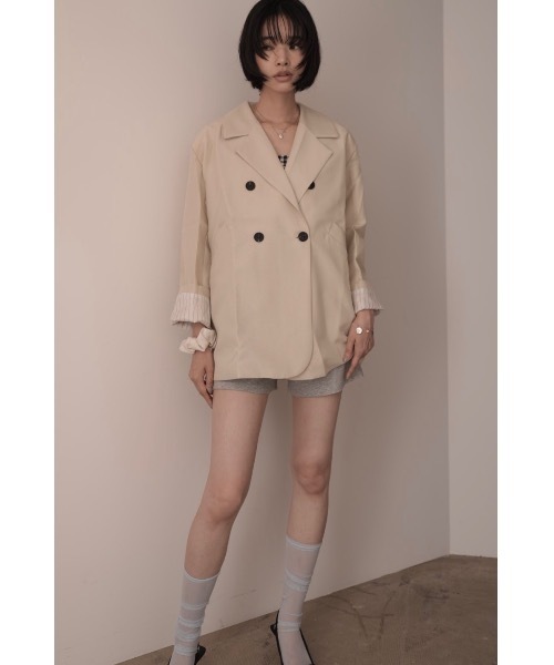 SALTMINT(ソルトミント)の「ダブルボタン オーバーサイズジャケット(ノーカラージャケット・レディース・ブラック/ブラウン/アイボリー・FREE)」の1枚目の写真
