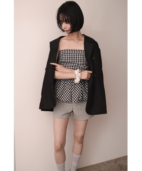 SALTMINT(ソルトミント)の「ダブルボタン オーバーサイズジャケット(ノーカラージャケット・レディース・ブラック/ブラウン/アイボリー・FREE)」の5枚目の写真