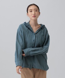 新品 フーディシャツ長袖チュニック LEPSIM レプシィム バブシャツ セール】チェックシャツチュニック 638752（シャツ/ブラウス）｜LEPSIM