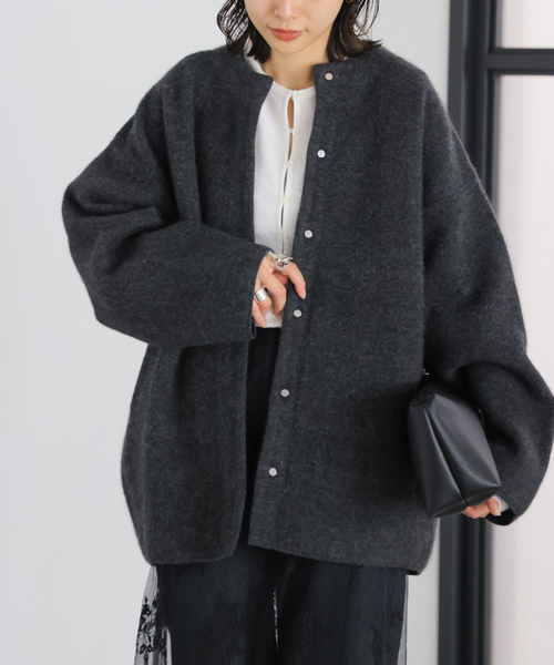 JOURNAL STANDARD(ジャーナルスタンダード)の「DOUBLE FACE ニットジャケット(カーディガン/ボレロ・レディース・ライトグレー/チャコールグレー・LARGE/SMALL)」の1枚目の写真