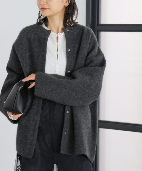 JOURNAL STANDARD(ジャーナルスタンダード)の「DOUBLE FACE ニットジャケット(カーディガン/ボレロ・レディース・ライトグレー/チャコールグレー・LARGE/SMALL)」の10枚目の写真