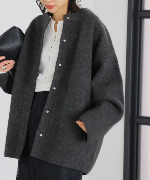 JOURNAL STANDARD(ジャーナルスタンダード)の「DOUBLE FACE ニットジャケット(カーディガン/ボレロ・レディース・ライトグレー/チャコールグレー・LARGE/SMALL)」の11枚目の写真