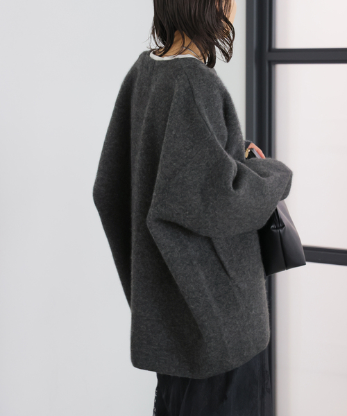 JOURNAL STANDARD(ジャーナルスタンダード)の「DOUBLE FACE ニットジャケット(カーディガン/ボレロ・レディース・ライトグレー/チャコールグレー・LARGE/SMALL)」の12枚目の写真