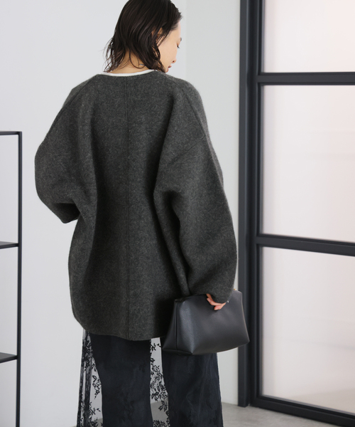 JOURNAL STANDARD(ジャーナルスタンダード)の「DOUBLE FACE ニットジャケット(カーディガン/ボレロ・レディース・ライトグレー/チャコールグレー・LARGE/SMALL)」の13枚目の写真