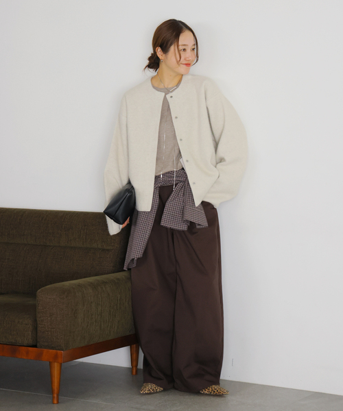 JOURNAL STANDARD(ジャーナルスタンダード)の「DOUBLE FACE ニットジャケット(カーディガン/ボレロ・レディース・ライトグレー/チャコールグレー・LARGE/SMALL)」の14枚目の写真