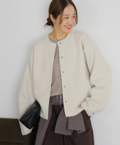 JOURNAL STANDARD(ジャーナルスタンダード)の「DOUBLE FACE ニットジャケット(カーディガン/ボレロ・レディース・ライトグレー/チャコールグレー・LARGE/SMALL)」の17枚目の写真