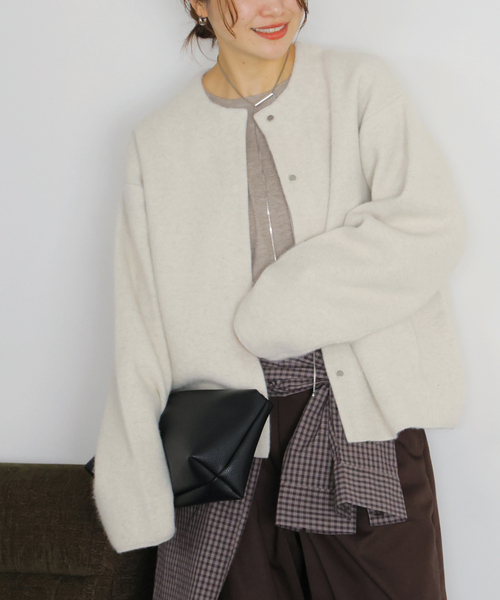 JOURNAL STANDARD(ジャーナルスタンダード)の「DOUBLE FACE ニットジャケット(カーディガン/ボレロ・レディース・ライトグレー/チャコールグレー・LARGE/SMALL)」の18枚目の写真