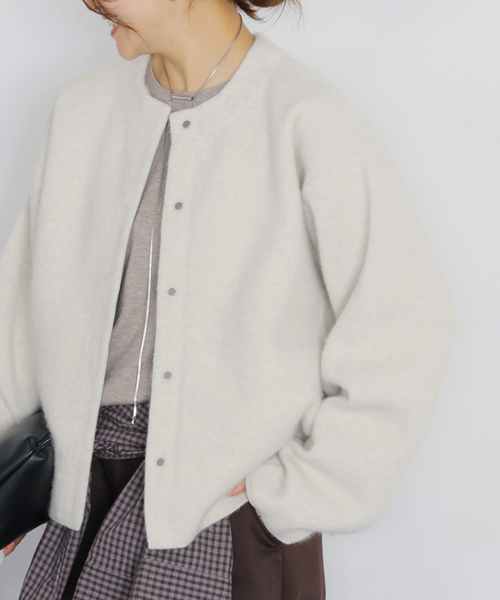 JOURNAL STANDARD(ジャーナルスタンダード)の「DOUBLE FACE ニットジャケット(カーディガン/ボレロ・レディース・ライトグレー/チャコールグレー・LARGE/SMALL)」の19枚目の写真