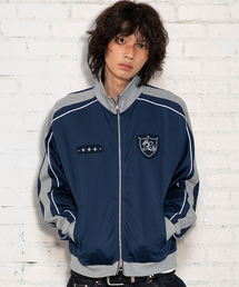 XTONZ（エクストーンズ）の「XJ140 スリムフィット アプリケ パイピング トラック ジップアップ (NAVY)（ナイロンジャケット）」