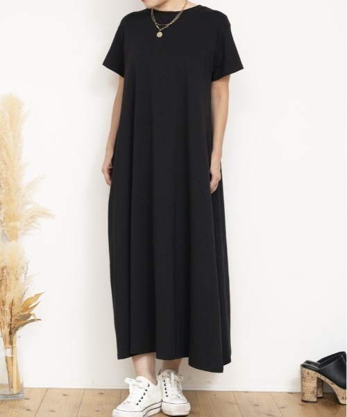 JOCOSA（ジョコサ）の「【選べる袖タイプ】ポケット付き Aライン ワンピース（ワンピース・レディース・ブラック/ブラック系その他・S/M）」の5枚目の写真